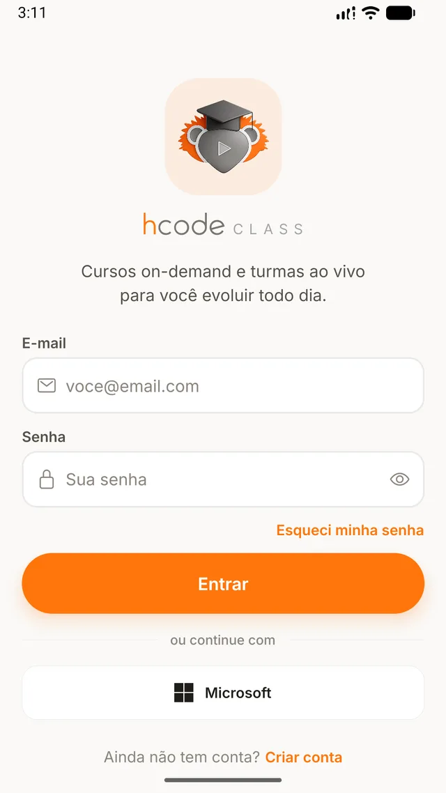 App Hcode Class — Entrada rápida