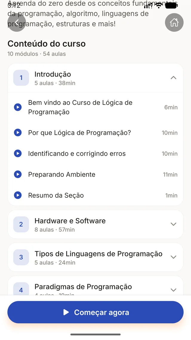 App Hcode Class — Conteúdo em módulos