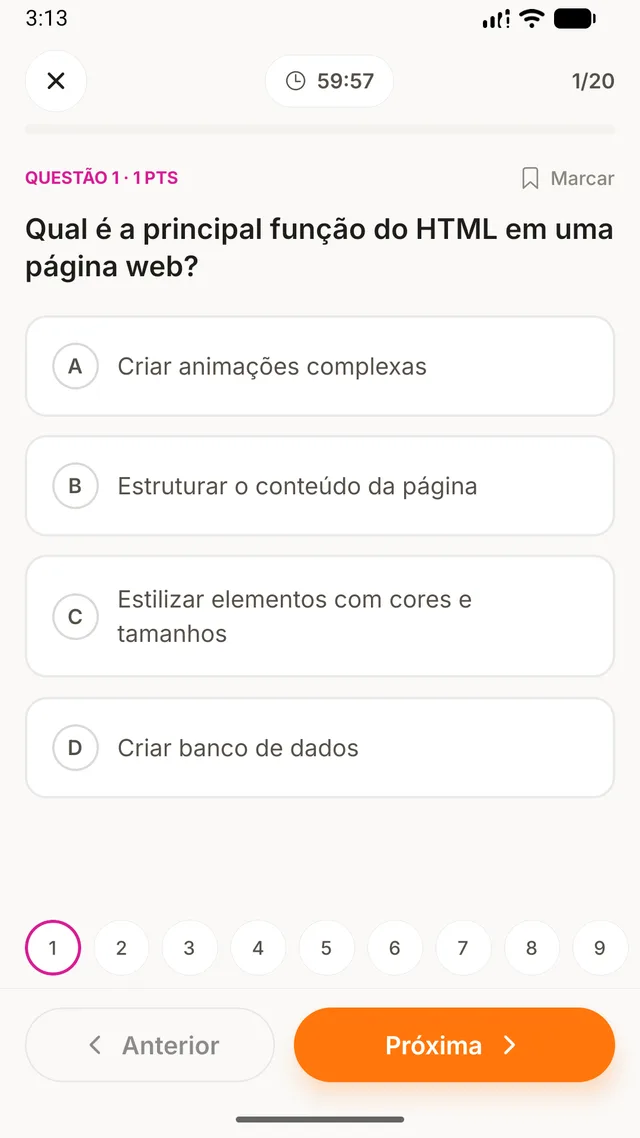 App Hcode Class — Provas e quizzes