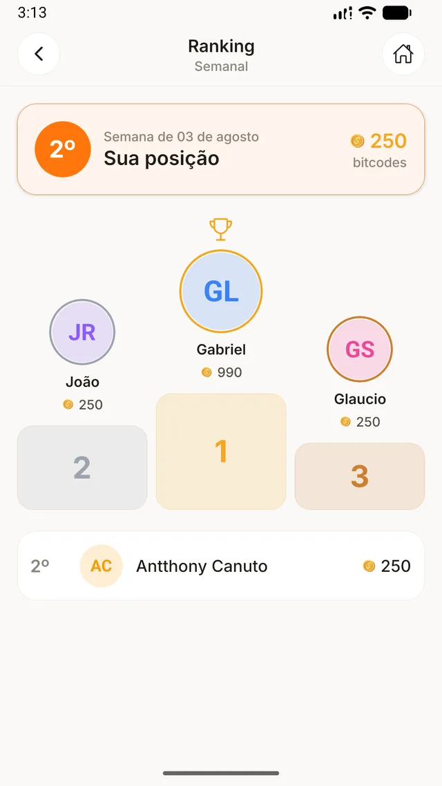 App Hcode Class — Ranking semanal